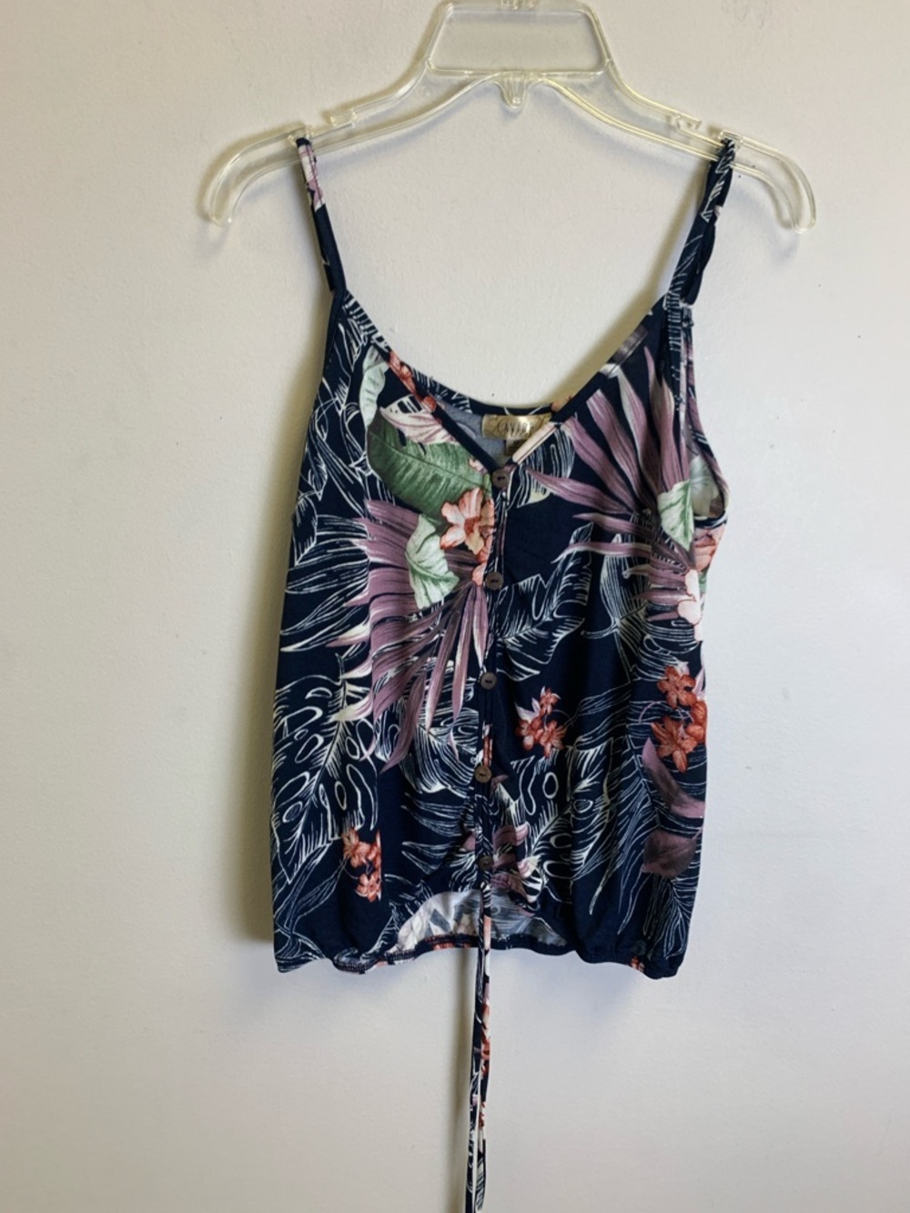 Lavish Navy Tropical Floral Button-Front Cami